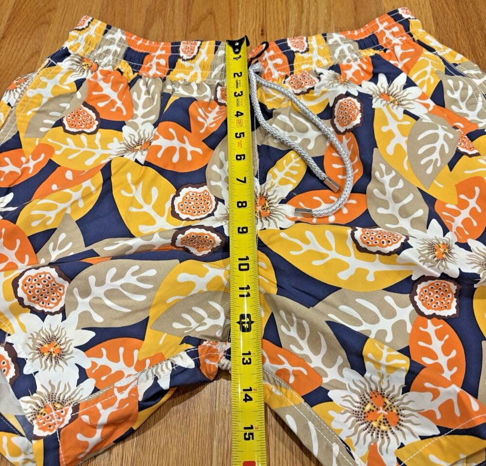 NWT VILEBREQUIN Swim Trunks Men's XXL-2XL Moorea Shorts Blue Orange Drawstring - Picture 5 of 16